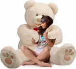 HollyHOME 150 cm Teddy Suur Teddy karu XXL kaisukaru kingitus, pluusist pehme m&auml;nguasi karu Tedi kaisukaru beež