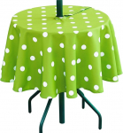 3E Home Outdoor Tablecloth with Parasol Hole, Waterproof, for Garden, Patio, Round Tablecloth, Tablecloth with Zip for Picnics and Outdoor Parties [60 inches (152 cm), Green Dot]