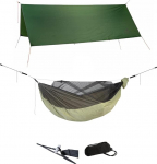 AMAZONAS Overnight Set XXL - Ultra Light Hammock Mosquito Traveller Quilted XXL + Adventure Rope + Weather Protection Traveller Tarp XXL