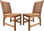 BrackenStyle Melton 2 Pack Wooden Clear Finish Hardwood Dining Chair Outdoor Garden Patio