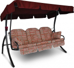 Angerer Ibiza Hollywood Swing, Garden Swing Made in German, Swing for Sitting, Lying and Relaxing, Includes Bed Function, Easy Assembly (Red-Beige Patterned)