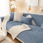 Jianyana Stretch Sofa Covers, Super Soft, Stylish Couch Covers for Dogs, Pets, Cats, Silicone Non-Slip Sofa Slipcover for Living Room, Furniture Protector, (Blue, Sofa Cushion 90 x 160 cm)