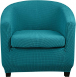 Lellen Stretch Chair Cover with Pillow Case - Round Tub Accent Armchair Cover Removable Barrel Chair Cover for IKEA Tullsta Protection, Teal