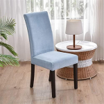 AIYINIY Solid Color Chair Covers for Dining Room Chairs,1/4/6/10 Set Velvet Chair Covers for High Back Rest Stretch Spandex Fabric Removable Washable Chair Protectors (Set of 4, Light Blue)