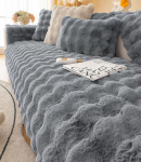 XSlive Weicher, Warmer Kunstfell-Couchbezug, dick, zottelig, flauschig, rutschfest, einfarbig, Pl&uuml;sch-Sofa-Schonbezug, M&ouml;belschutz f&uuml;r Kinder, Haustiere (Dunkelgrau, 71,1 x 71,1 cm)