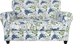SearchI Stretch Sofa Cover Printed Floral 3 Pieces Two Seater Slipcover with 2 Separate Pillow Cases,Washable Furniture Protector for Living Room (Loveseat, Green Flowers)