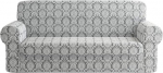 Irge Persia 2/3/4 Seater Elastic Damask Sofa Cover (Light Grey, 4 Seater)