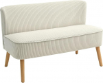 HOMCOM 2-Seater Sofa Modern Couch without Armrests Padded Upholstered Sofa with Corduroy Look, Small Lounge Sofa with Wooden Legs for Living Room, 117 x 56.5 x 77 cm, Cream White