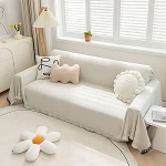 Chenille diivanikatte ekstra lai veekindel diivan viskamise sektsioon diivanikatte katted tekk 2 3 padjadele Tassel Edge paks vastupidav diivan kaitsja koertele beež 91 x 135 tolline