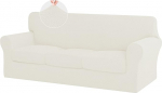 ISSUNTEX 4-teilige Sofabez&uuml;ge, hochdehnbar, dick, weich, Bezug f&uuml;r Sofa mit 3 separaten Kissen, Jacquard-Stoff, elastischer Bezug, M&ouml;belschutz f&uuml;r Hunde, f&uuml;r &uuml;bergro&szlig;es Sofa, Elfenbeinfarben