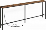 Konsoollaud laadimisjaamaga, 200cm kitsas diivanilaud, t&ouml;&ouml;stuslik sissep&auml;&auml;sulaud USB-pordiga, diivanipoolne laud esikusse, koridori, fuajeesse, elutuppa, vintage pruun ACTHR20UE01