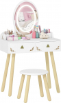 AIYAPLAY M&auml;dchen Schminktisch mit 3 Farben LED Lichter, 2 in 1, Schreibtisch, Kinderschminktisch mit Hocker, Spiegel, 2 Schubladen, 2 Aufbewahrungsboxen, f&uuml;r Kinder +3 Jahre, Wei&szlig;