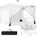 COBIZI Kokkupandav Gazebo 3 x 3 m veekindel stabiilne talvekindel Gazebo Peotelk Aia Gazebo koos ventilatsiooniga 4 k&uuml;lgpaneeli 4 liivakotti Reguleeritav k&otilde;rgus Pop Up kokkupandav aiatelk, valge