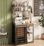 6-tasandiline minik&uuml;lmiku stend pistikupesa ja sahtliga, vabalt seisev pagaririiul koos hoiuga, mikrolaineahju hoiuraam k&ouml;&ouml;gile, kohvibaar, konksudega korraldaja (Rustic).