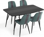 Mondeer s&ouml;&ouml;gilaud 4 tooliga, s&ouml;&ouml;gikomplekt 4 tooliga k&ouml;&ouml;ki, s&ouml;&ouml;gituppa, elutuppa, 150 x 85 x 76,5 cm, must ja roheline