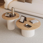 &Uuml;mmargune pesakondlik 2-osaline t&auml;ispuidust kohvilaudade komplekt, talu stiilis sooned kohvilaud, k&uuml;ljelauad, elutuba, v&auml;ikesed ruumid, vastuv&otilde;turuumid (naturaalne + valge)