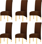 Solid Fabric Stretch XL High Back Chair Covers for Dining Room, Spandex Large Dining Chair Slipcovers for Home Food Restaurant Hotel (kohv, 6 komplekt)