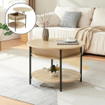 [en.casa] Kandas kohvilaud t&otilde;stetava lauaga, &uuml;mmargune, elutoa laud koos hoiuruumiga, l&auml;bim&otilde;&otilde;t 70 x 49 cm, v&auml;ike metallraamiga laud, tamme v&auml;limusega