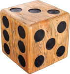 riess-ambiente.de Solid Cube Stool Cube 41 cm Natural Mindi Wood Side Table Stackable