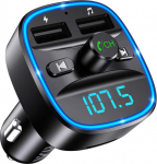 Oria Bluetooth FM Transmitter, Car Radio Adapter With Microphone and 2 USB Chargers