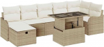 8-teiliges Garten-Sofa-Set mit Kissen Beige Poly Rattan, 2-Sitzer Garten-Sofa mit Kissen Beige Poly Rattan Gartenlounge Model3359728