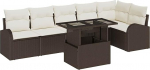 7-teiliges Garten-Sofa-Set mit Kissen Braun Poly Rattan Gartenlounge Model3348654