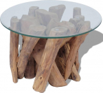 Tree Stump Coffee Table Wood Driftwood klaasist k&uuml;ljelaua &uuml;mmargune 24" looduslik servaga teelaud elutuppa kontorisse (looduslik stiil)