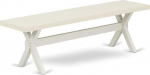 East West Furniture X-Style Modern Dining Bench with Wooden Seat, 60" x 15" x 18", Multi-Colour