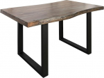 MASSIVMOEBEL24.DE Freeform 5 Akaatsiapuu laud 140 x 90 x 77 Hall lakitud / U-liin jalad matt antratsiidi v&auml;rvi