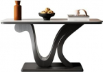 Generisch Extra Langer schwarzer Konsolentisch mit Tischplatte in Marmoroptik, moderner schmaler Eingangstisch f&uuml;r das Wohnzimmer, 120 cm (47,24 Zoll) Sofatisch