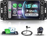 4G+64G Autoradio Android 15 f&uuml;r Jeep Wrangler Grand Cherokee Compass Patriot/Dodge Caliber Nitro/Chrysler Sebring, 7'' IPS puuteekraan koos Carplay Android Auto GPS WiFi Typ-C Bluetooth FM RDS