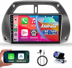 4G + 64G Androidi autoraadio Toyota RAV4 2001-2006 juhtmevaba Carplay Androidi autonavigatsioon GPS WiFi 9-tolline autoraadio koos Mirror Link Bluetooth FM/RDS raadio DAB/OBD/DVR/32 EQ/USB/SWC tagumine vaade