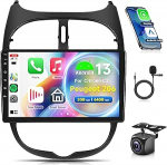2G + 64G Wireless Carplay Android 13 Autoradio 2 DIN Peugeot 206 206CC 206SW 2000-2016 Citroen C2 2002-2010 9-tolline Android autoraadio auto navigatsioon GPS WiFi Mirror Link Bluetooth FM/RDS/EQ tagumine