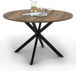 IDMarket - Alix 6 Seater Round Dining Table with Black Spider Base and Dark Wood Top 110cm