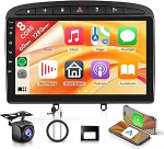 8 s&uuml;damikud 6+128G Androidi autoraadio Peugeot 308 408 2007-2015 traadita Carplay 9-tolline puuteekraaniga raadio koos Androidi auto peeglilinkiga Bluetooth FM/RDS/EQ/DSP WiFi GPS navigatsioon tagurduskaameraga