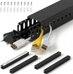 ZhiYo kaablikanal Must 160 cm - Server Rack komplekt 4 x 40 cm kaablikanaliga | Turvaline PVC kaablikanal H3,5 x W4 cm laua/v&otilde;rgu jaoks - avatud kaablikanal koos pistikupesaga