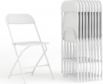 Flash Furniture Plastic Folding Chairs, White, 10 Pack