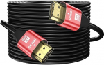 grofyllaa 4K HDMI kaabel 25 m, High Speed HDMI 2.0 kaabel 4K @ 60Hz 2K @ 120Hz, kullatud pesa 3D ARC HDCP 2.2 & 2.3 HDTV/Blu Ray Playback/Projektorid/Laptopid/PS4/PS5 (punane)