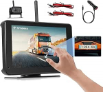 Hikity traadita tagurduskaamera 7-tolline IPS puuteekraaniga Camper komplekt koos tagumise kaameraga koos &ouml;&ouml;vaatega IP68 veekindel + loop salvestamine + BSD+ tagurdusliin veoautodele, haagistele, bussidele, autodele