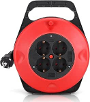 Aigostar kaablirull, 4-kohaline kaablikarp pistikupesadega, termokaitsel&uuml;liti, kaablirull siseruumides kasutamiseks, 5 m