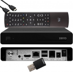 VU+ Zero HW versioon 2-1x DVB-S2 Full HD Sat Tuner E2 Linux vastuv&otilde;tja, YouTube, satelliidi vastuv&otilde;tja salvestusfunktsiooniga, kaardilugeja, meediapleier, EasyMouse HDMI kaabel & 300 Mbits WiFi Stick, must