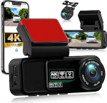 CAMECHO 4K GPS 3,16-tolline Dash Cam auto esiosa tagumine 2-kanaliline Dash Cam autokaamera Ultra HD 4K + 2K, 150&deg; + 120&deg;, ADAS WDR &ouml;&ouml;n&auml;gemine WiFi App G-sensor 24H Loop salvestamine Parkimisvalve