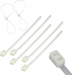 TERF&reg; 200mm x 4.8mm topeltpeaga kaablipaelad Raske nailonist topeltlukuga turvaline ja iselukustuv kaablipaelad aeda, koju, kontorisse, t&ouml;&ouml;kotta, laoruumi, DIY, valge, 50-ne pakendiga