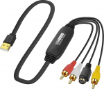 XMSJSIY USB 2.0 Audio Video Capture Card S Video RCA to USB Digital Recorder CVBS VHS VCR to Digital Converter for DVD Player, Laptop, PC, Band Recording - 1.2 m / 3.9 ft (S-Video + 3 RCA Male to USB)