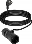 Kaitsekontaktide pikenduskaabel 2-kohalise Schuko topeltpistikupesaga, 1 kuni 2 kaitsekontaktiga toitejuhe 16 A / 250 V arvutitele, s&uuml;learvutitele, printeritele, kontoriseadmetele (must, pikk)