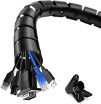 shinfly 2 x 3 m kaablimuhvid, isesulguv, l&auml;bim&otilde;&otilde;t 22 ja 28 mm, paindlik kaablih&uuml;lss koos 1 kaablijuhtimisklambriga, kaablikaitse, kaablijuhtimine telerile, arvutile, musta v&auml;rvi