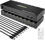 AIMOS HDMI KVM Switch, 8 in 1 Out Switch Share Monitor Mouse Keyboard HDMI Switcher 4K @ 30Hz s&uuml;learvuti, PC, PS4, Xbox, Hotkey ei toeta, saab &uuml;hendada HUBiga