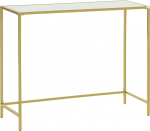 HOMCOM Console Table Side Table Modern Sofa Table up to 25 kg Decorative Table for Living Room Hallway Vintage Industrial Design Steel + Glass Gold + White 100.5 x 35.5 x 80 cm