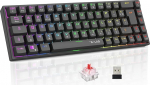 G-Lab Keyz Titanium WL traadita m&auml;nguklaviatuur 65% AZERTY mehaaniline klaviatuur punane RGB 100% kohandatav programmeeritavad makros traadita PC PS4 PS5 Xbox - must