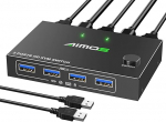 HDMI KVM l&uuml;liti 1 monitor 2 PC 4K @ 60Hz, USB KVM l&uuml;litid 2 laua- v&otilde;i s&uuml;learvuti jaoks, mis jagavad monitori ja klaviatuuri, hiire ja printeri, Plug and Play, 2 USB-kaablit kaasas